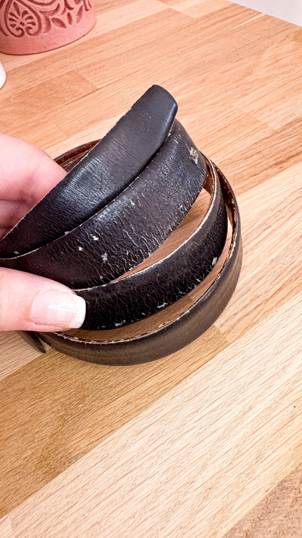 Ceinture réversible cuir noir marron vintage 96cm