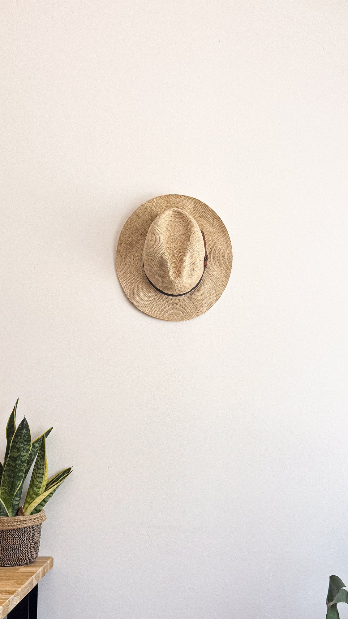 Chapeau fedora paille beige taille 55 ruban cuir vintage