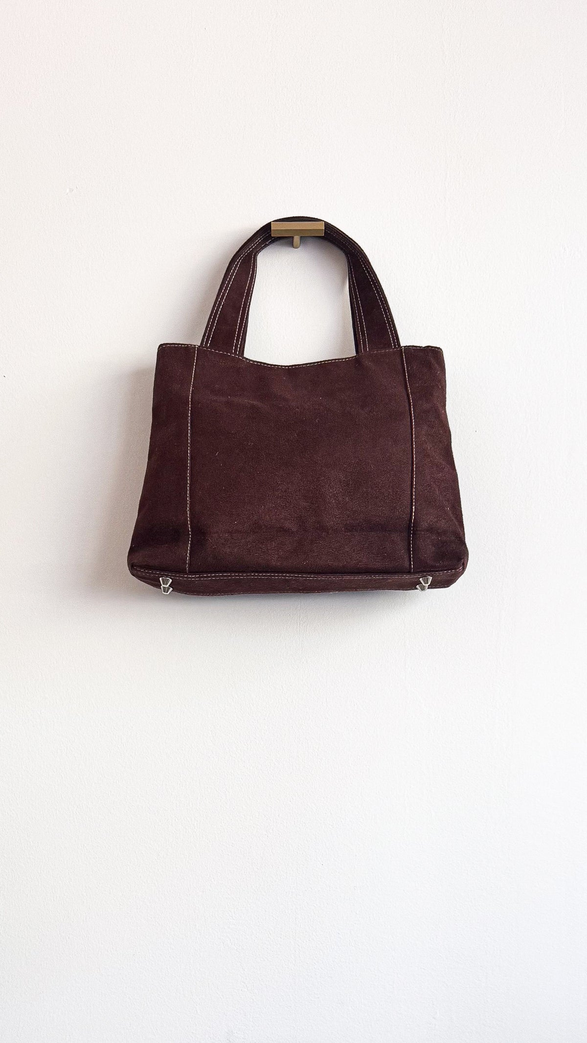 Sac à main vintage marron effet daim System Professional