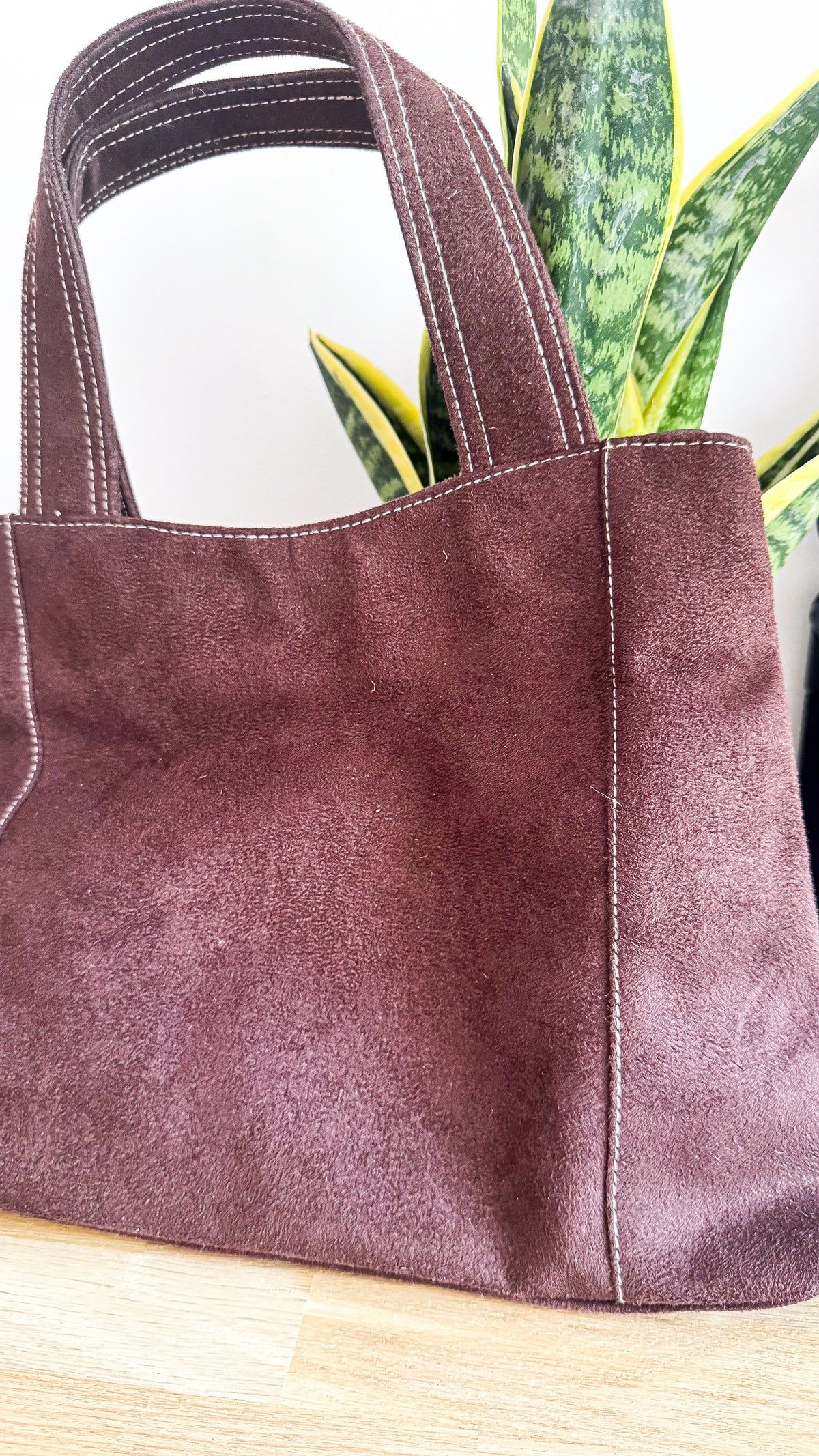 Sac à main vintage marron effet daim System Professional