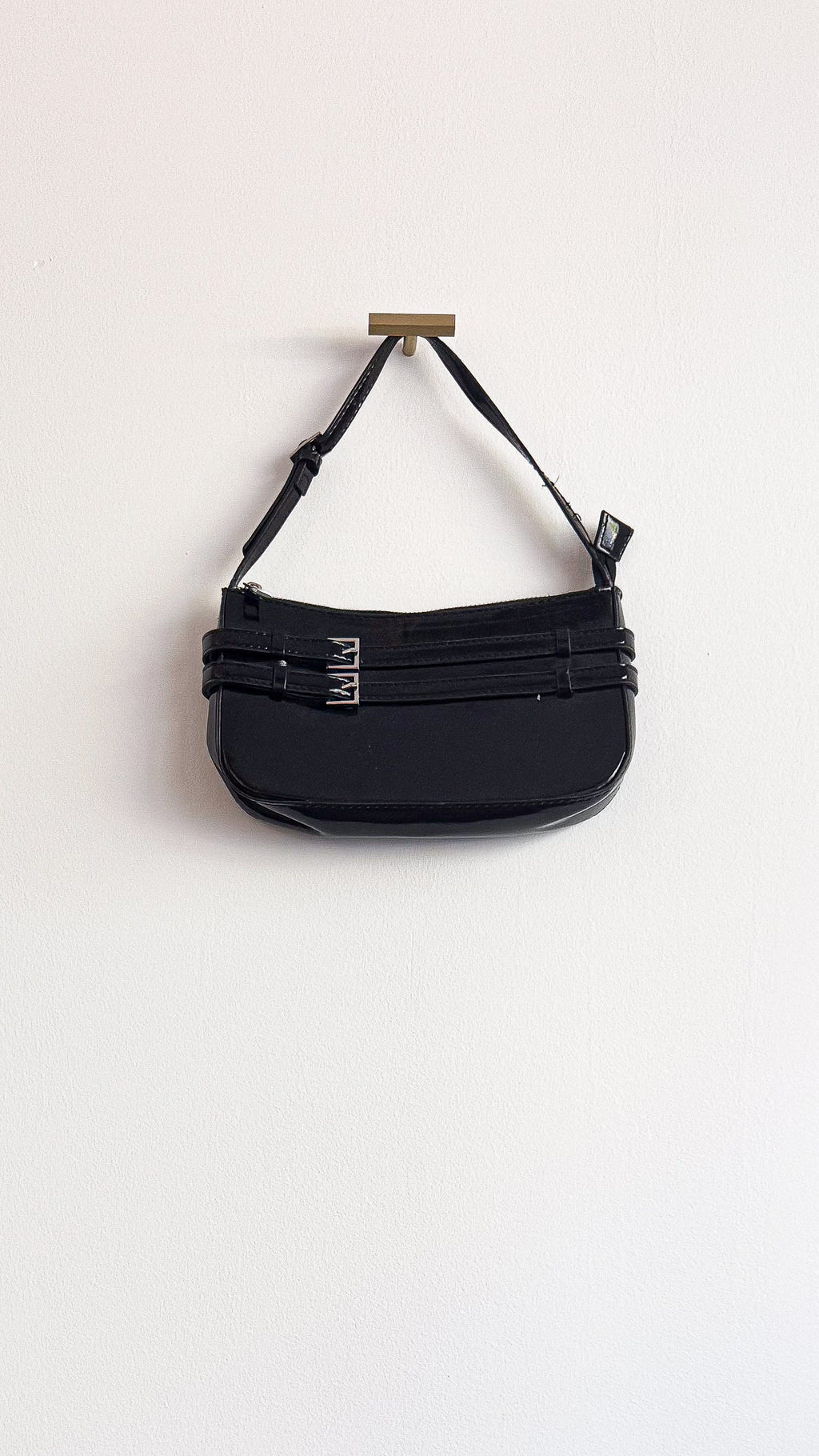 Petit sac Y2K noir vernis Viva Couture vintage baguette